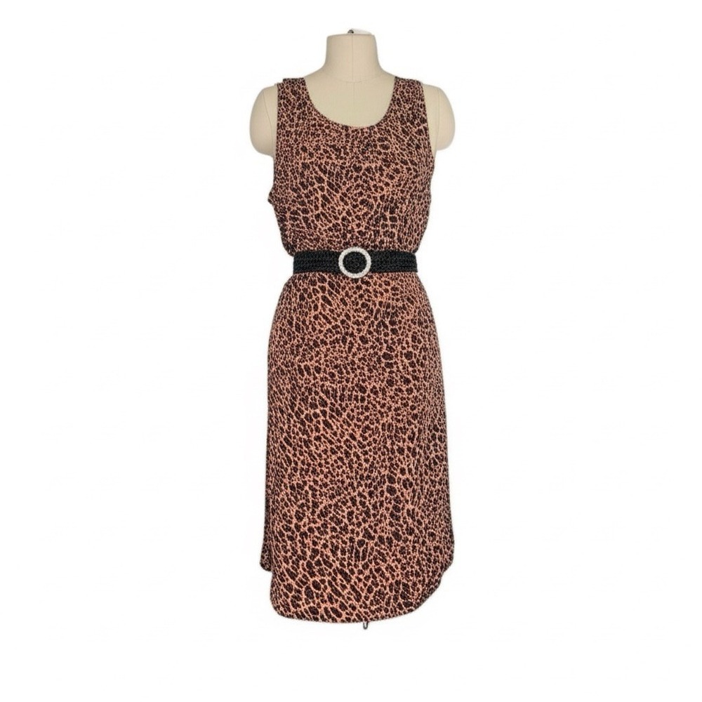 90s Grunge Alternative‎ Cheetah Print Midi Dress Sz 12 Edgy Soft Alt Y2K